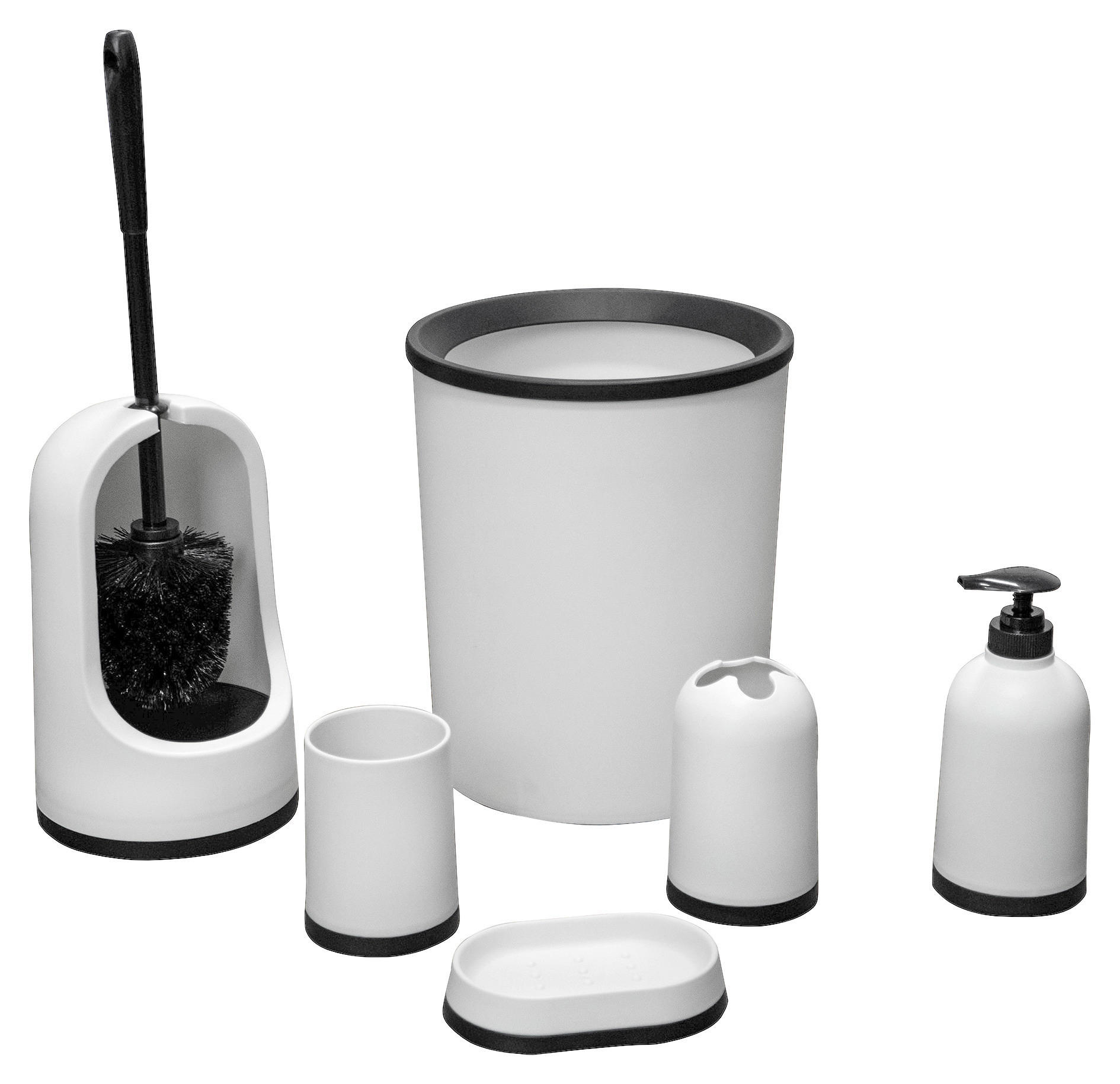 BAD-ACCESSOIRE-SET Kunststoff  - Schwarz/Weiß, Basics, Kunststoff - Sadena