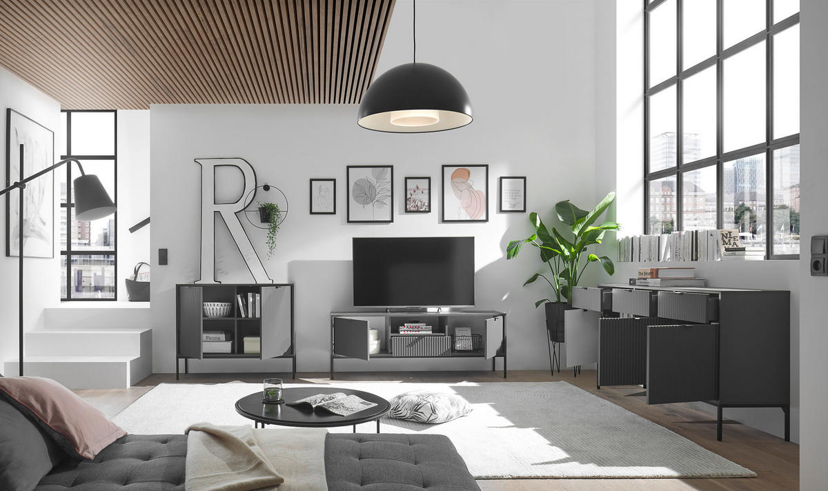 SIDEBOARD  in 153/84/39 cm  - Grau, Basics, Holzwerkstoff/Kunststoff (153/84/39cm) - Xora