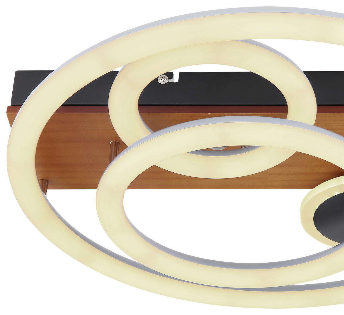 LED-DECKENLEUCHTE 55 W  48/11 cm    - Opal/Schwarz, Design, Holz/Kunststoff (48/11cm) - Globo