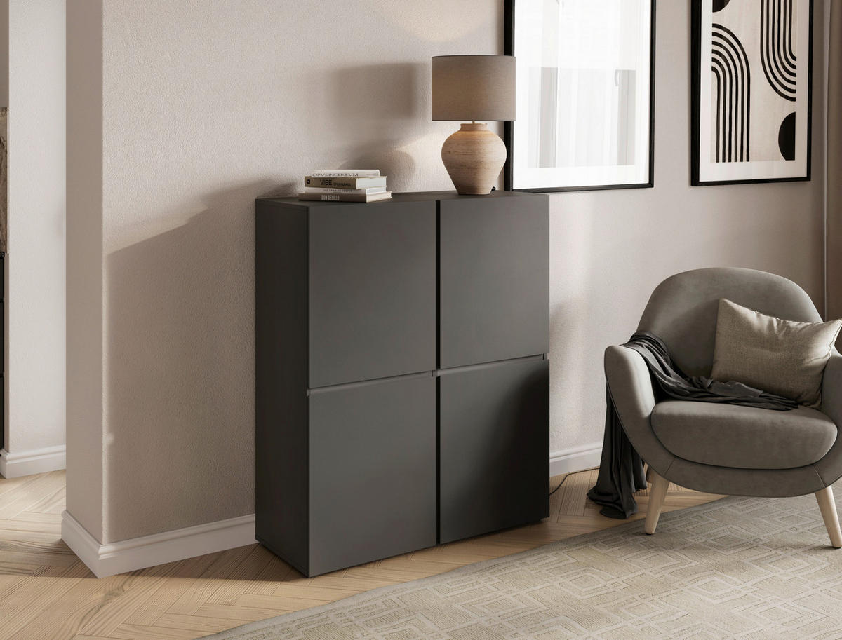 HIGHBOARD  99,4/119,4/39,8 cm  - Anthrazit/Schwarz, Design, Holzwerkstoff/Kunststoff (99,4/119,4/39,8cm) - Xora