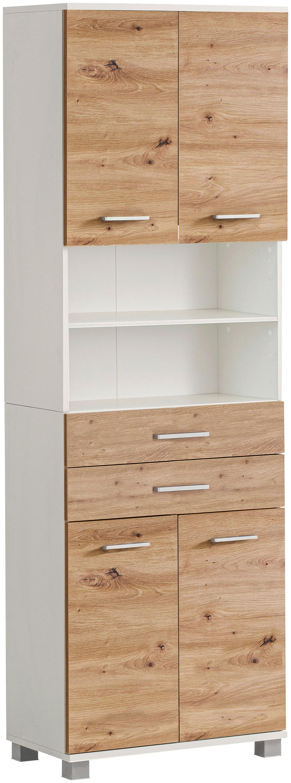 Stylife Hochschrank Palermo Weiß, Eiche Artisan 60x181x33 cm
