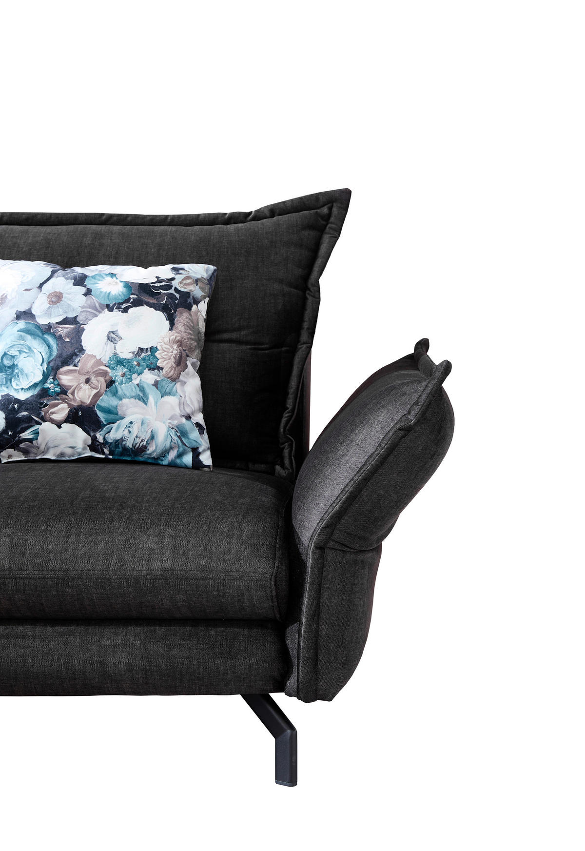 ECKSOFA Anthrazit Velours  - Türkis/Anthrazit, MODERN, Textil/Metall (180/255cm) - Livetastic