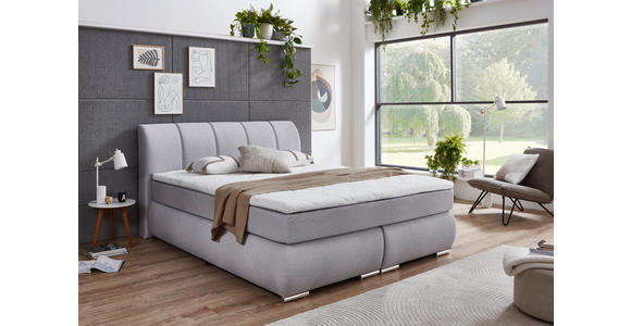 BOXSPRINGBETT 180/200 cm in Hellgrau - Chromfarben/Hellgrau, KONVENTIONELL, Kunststoff/Textil (180/200cm) - Carryhome