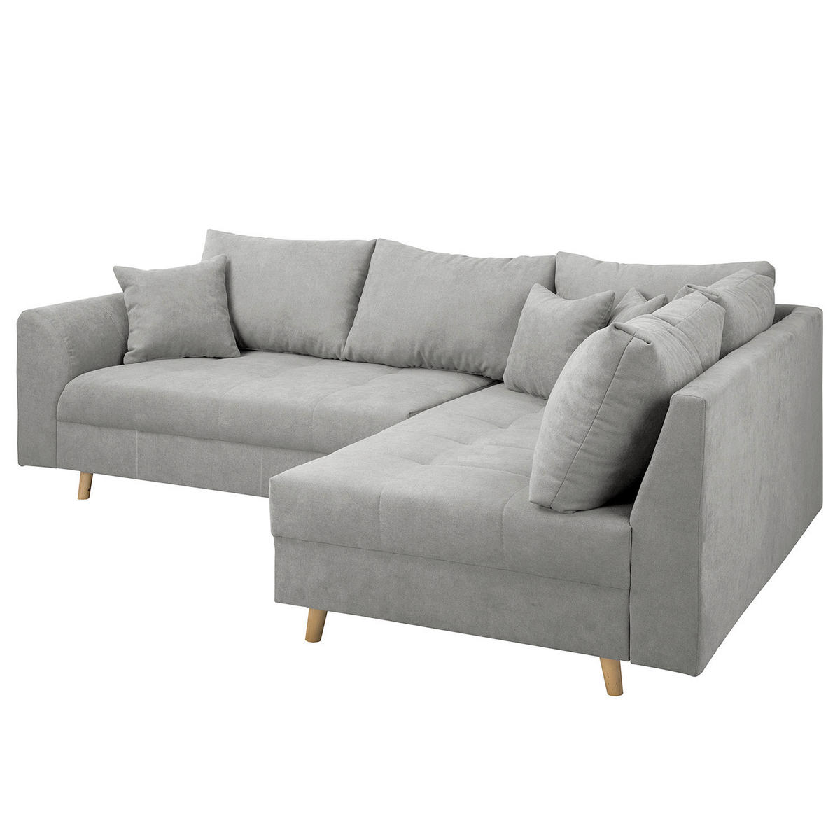 ECKSOFA Ariella in Mikrofaser Grau  231/161 cm  - Naturfarben/Grau, Design, Holz/Textil (231/161cm) - Livetastic