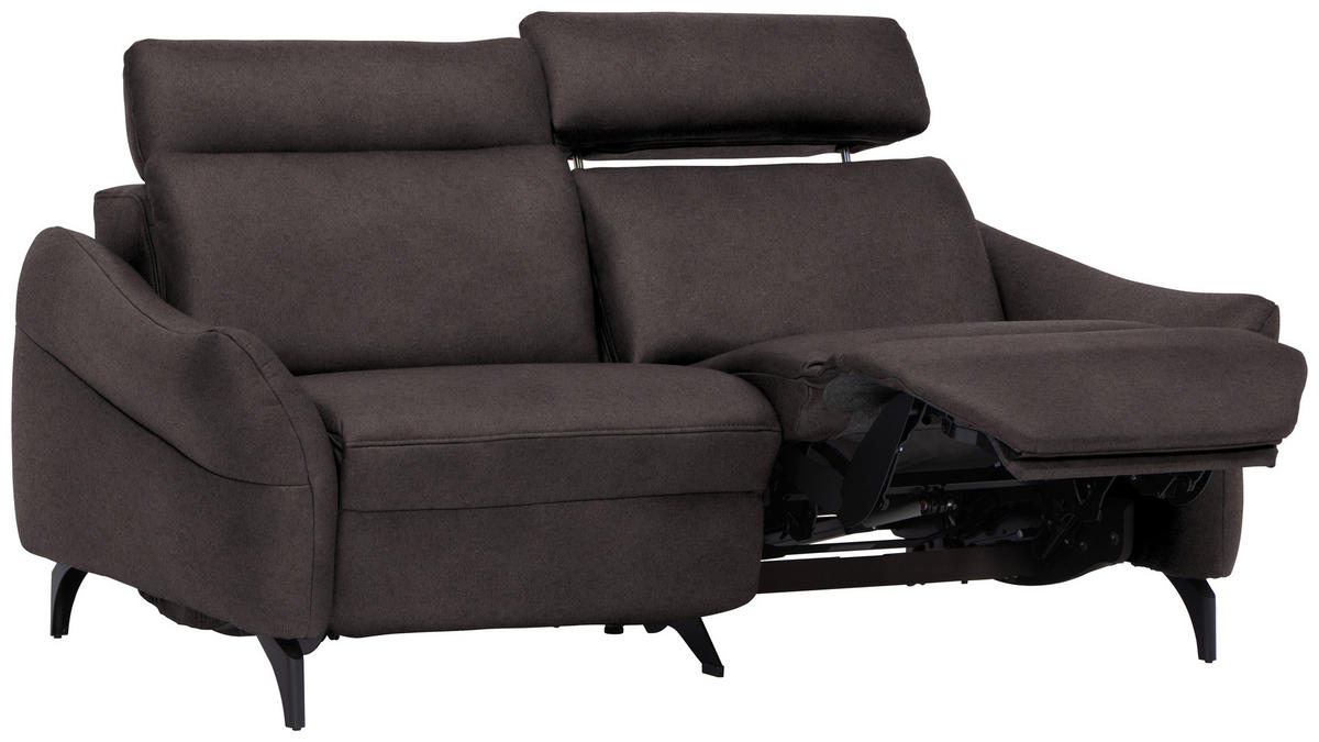 2-SITZER-SOFA in Leder Dunkelbraun  - Anthrazit/Dunkelbraun, Design, Leder/Metall (187/92/97cm) - Himolla Komfortklass