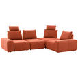 ECKSOFA in Velours Terracotta  - Terracotta/Schwarz, Design, Kunststoff/Textil (326/236cm) - Xora