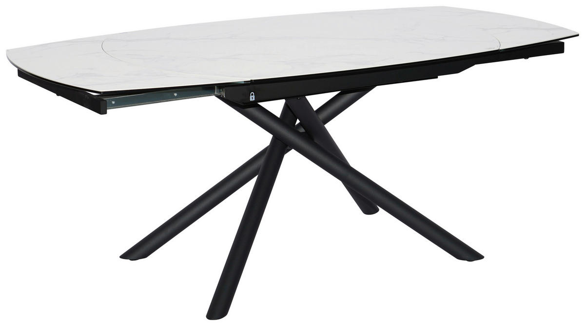 ESSTISCH in Metall, Glas, Keramik 130-190/100/77 cm  - Schwarz/Weiß, Design, Glas/Keramik (130-190/100/77cm) - Novel