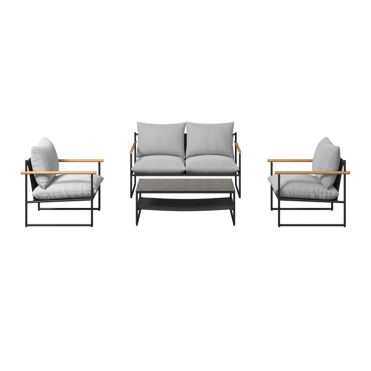 GARTENSET Webstoff Eisen  - Hellgrau/Schwarz, Design, Glas/Textil - Ambia Garden