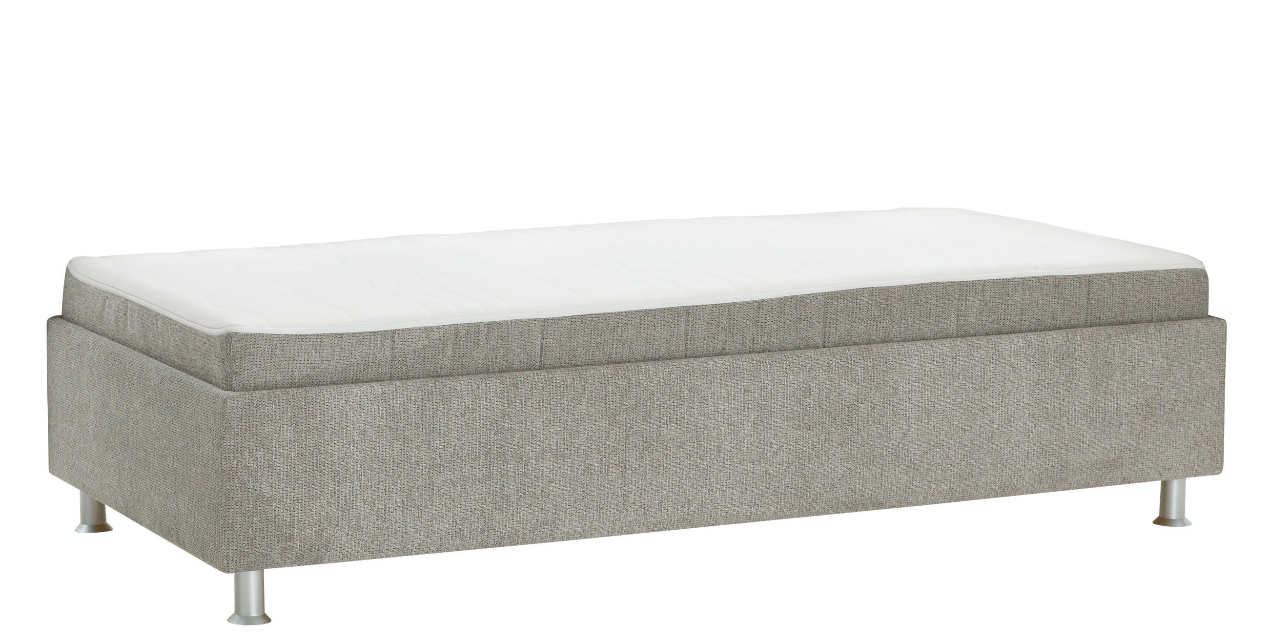 POLSTERLIEGE in Flachgewebe Graubraun  - Weiss/Graubraun, Konventionell, Holz/Holzwerkstoff (90/200cm) - Beldomo Style