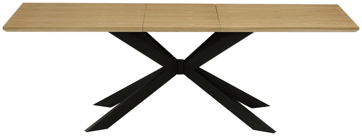 ESSTISCH 180-230/90/76 cm Echtholz, Nachbildung  Holz, Metall, Holzwerkstoff ausziehbar rechteckig Schwarz, Eichefarben  - Eichefarben/Schwarz, MODERN, Holz/Holzwerkstoff (180-230/90/76cm) - P & B