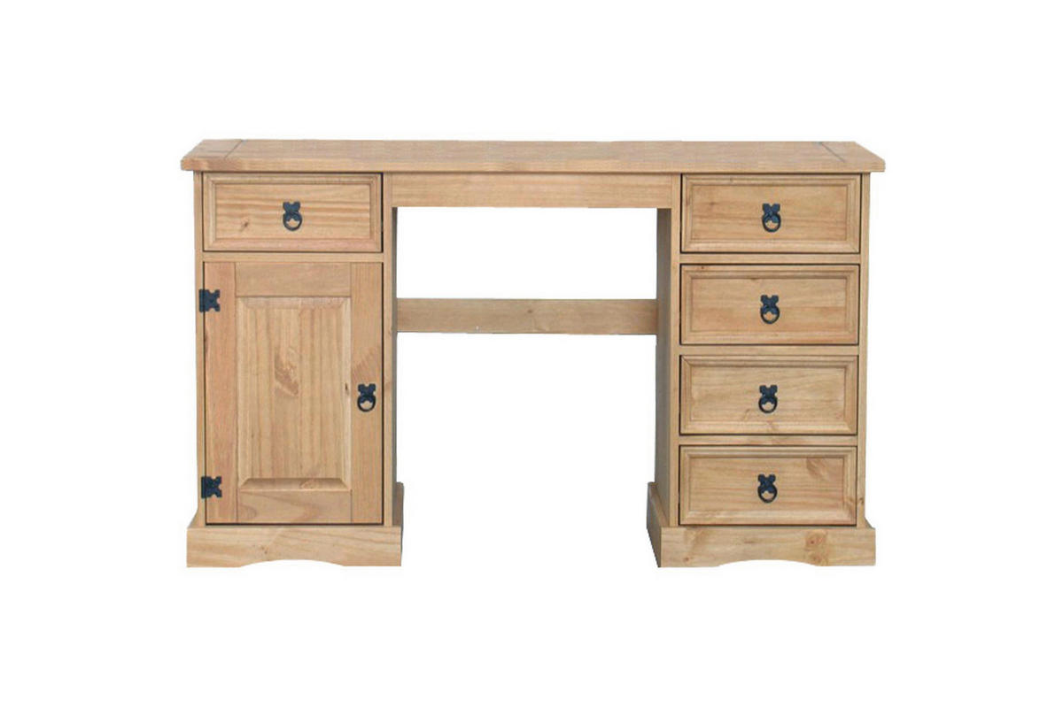 SCHREIBTISCH 140/48/76 cm  in Honig  - Schwarz/Honig, Natur, Holz/Metall (140/48/76cm) - Livetastic