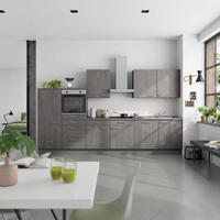 KÜCHENBLOCK Riva 360 cm  in Schieferfarben  - Schieferfarben/Edelstahlfarben, MODERN, Holzwerkstoff/Metall (360cm) - Nobilia