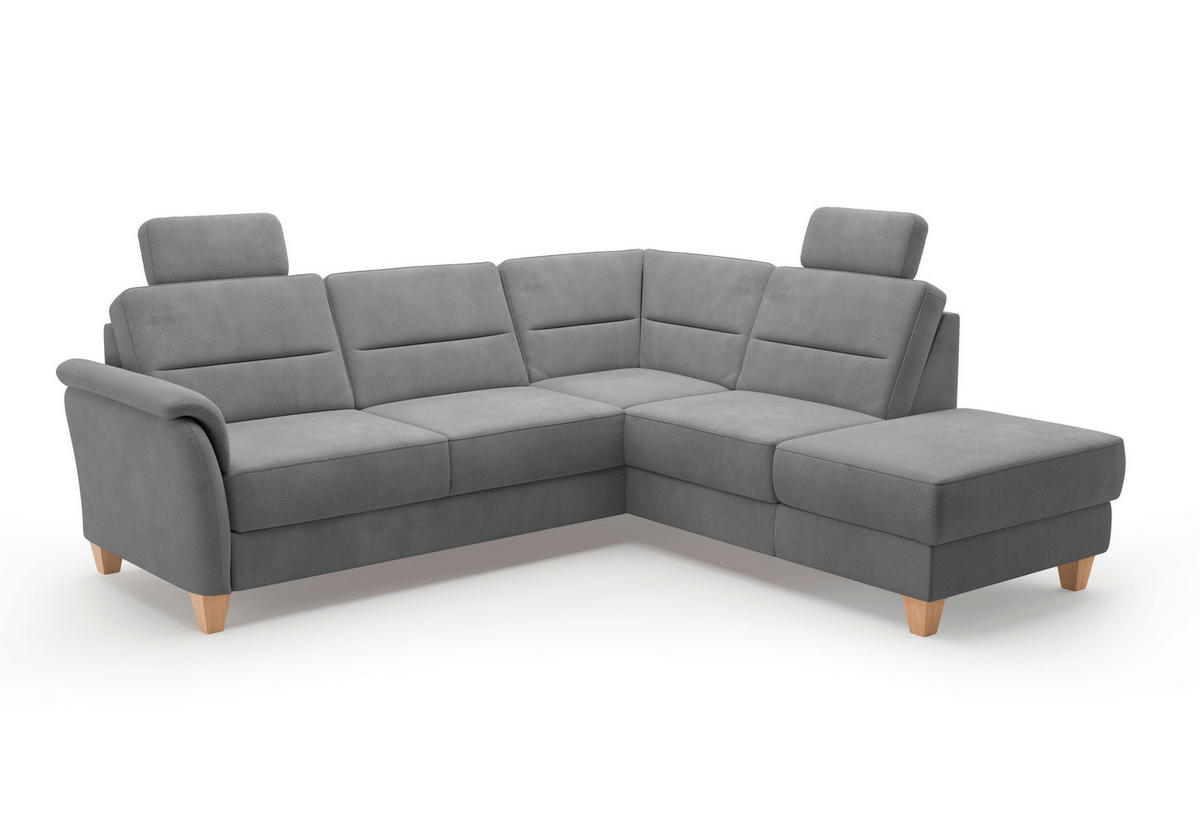 ECKSOFA in Flachgewebe Grau  236/212 cm  - Eichefarben/Grau, KONVENTIONELL, Holz/Textil (236/212cm) - Sit & More