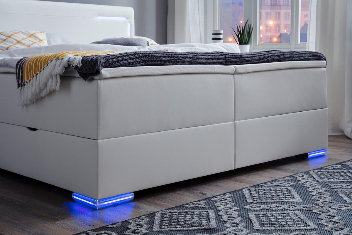PAT BOXSPRING 160/200 cm  alb  - argintiu/alb, Design, plastic/textil (160/200cm) - Xora