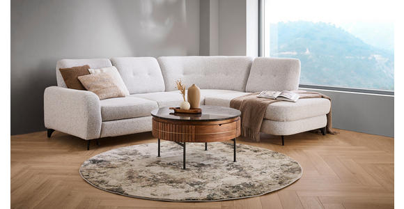 ECKSOFA in Webstoff Hellgrau 280/236 cm - Hellgrau/Schwarz, MODERN, Textil/Metall (280/236cm) - Valnatura