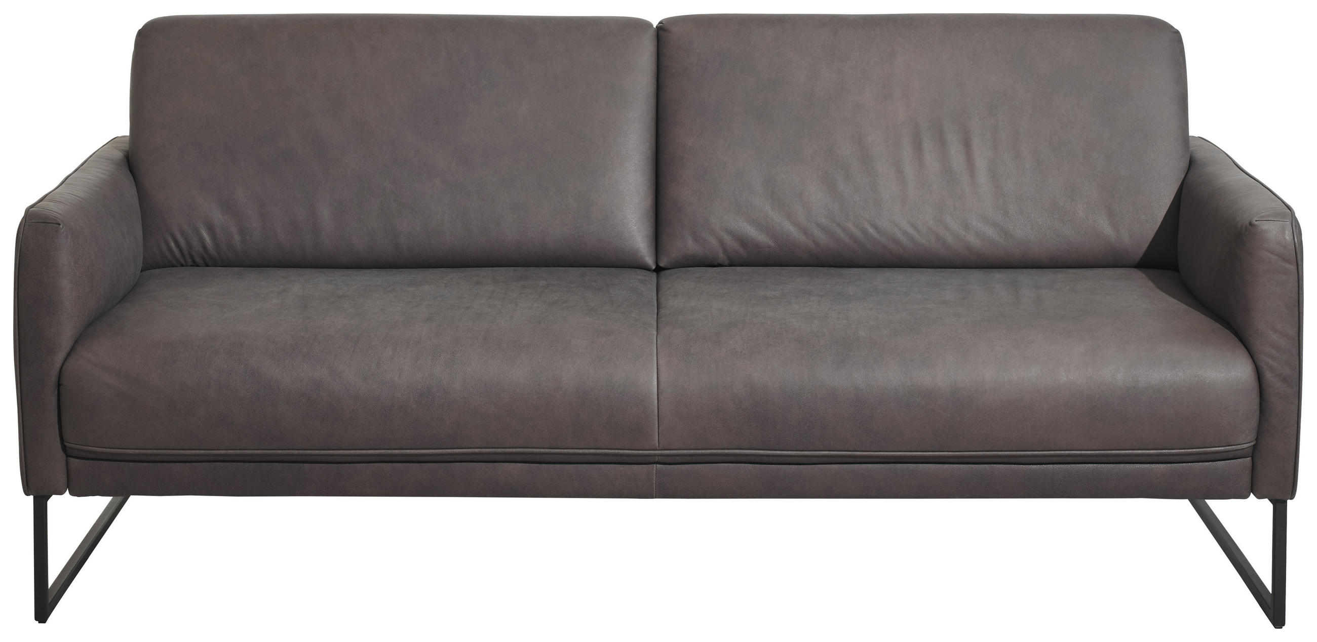 3-SITZER-SOFA Echtleder Braun  - Anthrazit/Braun, Design, Leder/Metall (198/86/93cm) - Johann Jakob