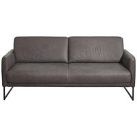 3-SITZER-SOFA in Echtleder Braun  - Anthrazit/Braun, Design, Leder/Metall (198/86/93cm) - Johann Jakob