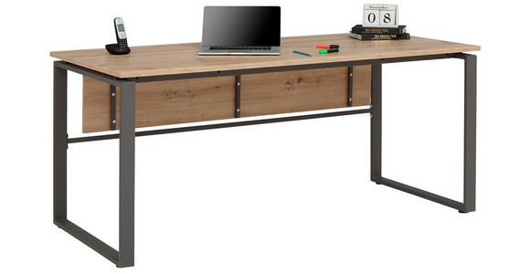 SCHREIBTISCH 120/78,5/80 cm  in Eichefarben  - Eichefarben/Anthrazit, MODERN, Holzwerkstoff/Metall (120/78,5/80cm) - Cantus