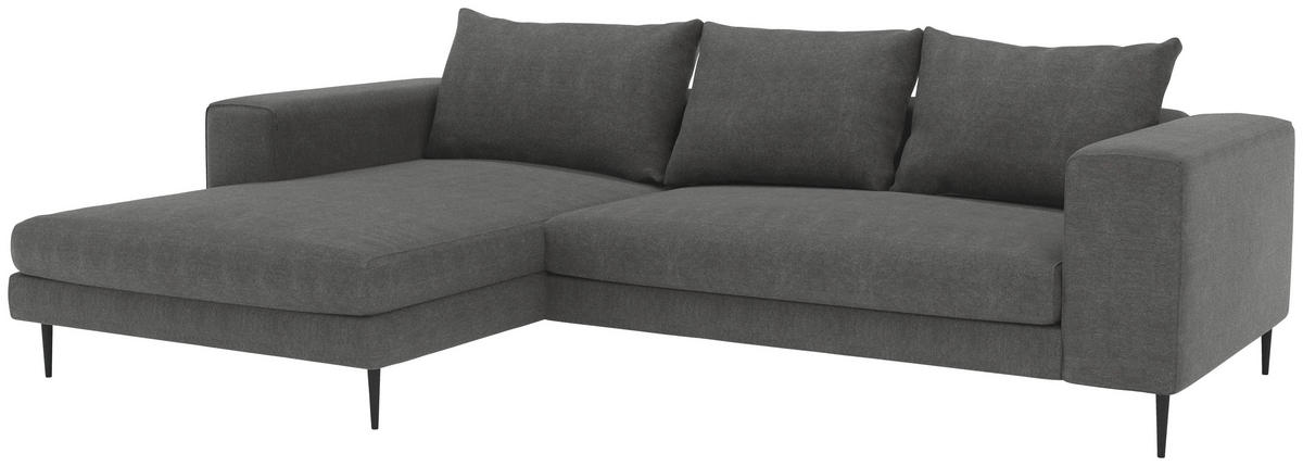 ECKSCHLAFSOFA Struktur Dunkelgrau  - Dunkelgrau/Schwarz, Modern, Textil/Metall (315/170cm) - Trendmanufaktur