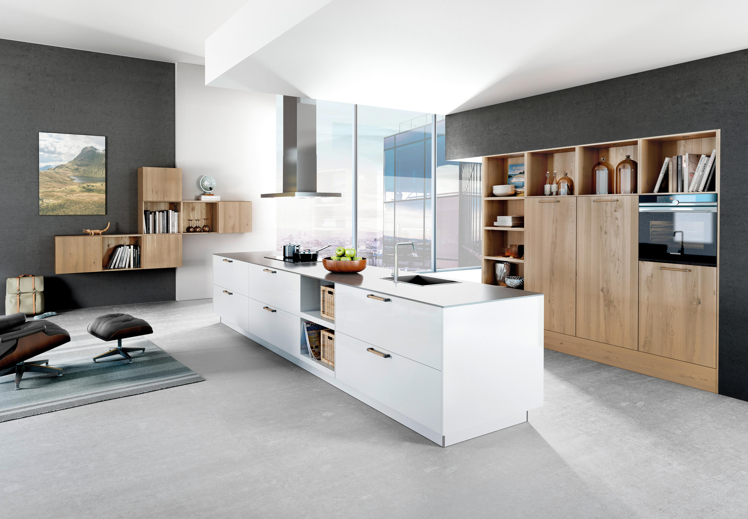 EINBAUKÜCHE  - Weiß, Basics, Holzwerkstoff - Moderano