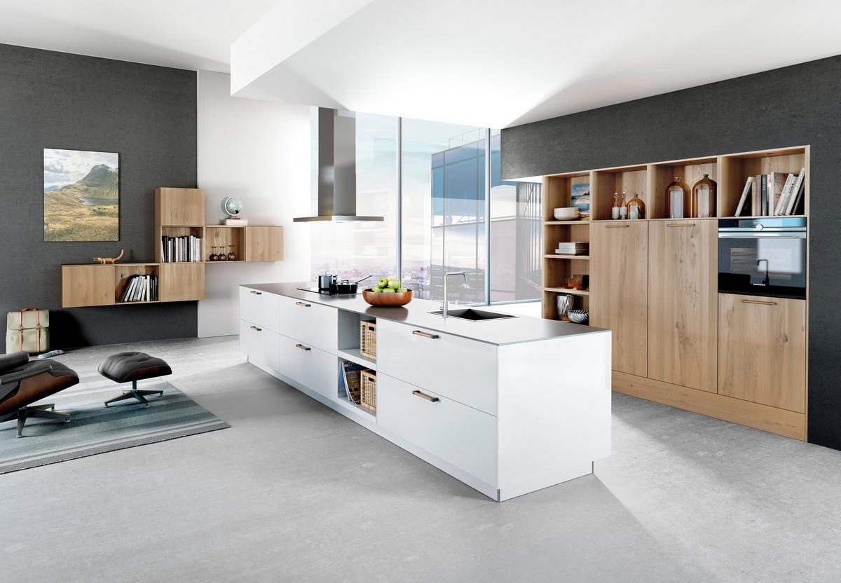 EINBAUKÜCHE  - Weiß, Basics, Holzwerkstoff - Moderano