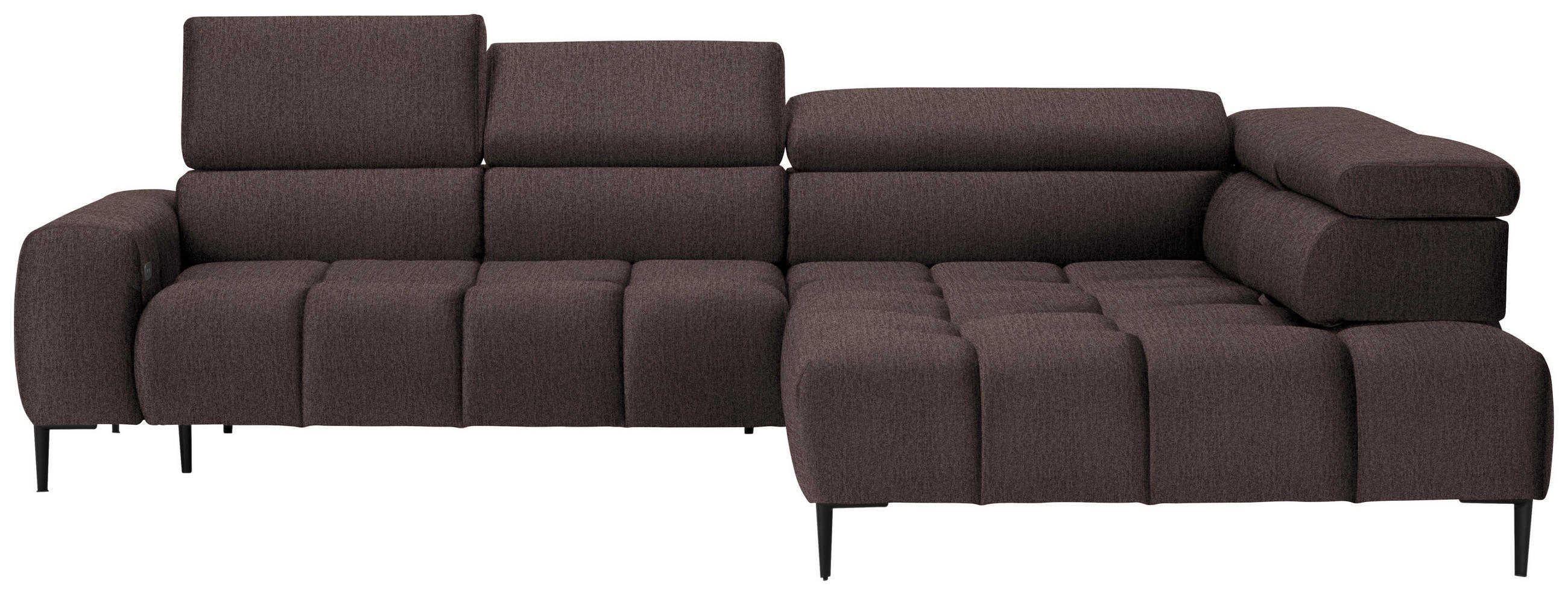 ECKSOFA Graubraun Samt, Webstoff  - Graubraun/Schwarz, Design, Textil/Metall (300/216cm) - Welnova