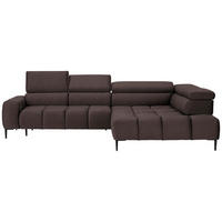 ECKSOFA in Samt, Webstoff Graubraun  - Graubraun/Schwarz, Design, Textil/Metall (300/216cm) - Welnova
