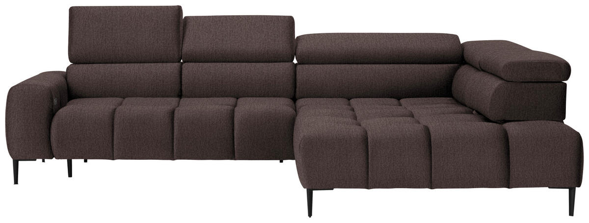 ECKSOFA in Samt, Webstoff Graubraun  - Graubraun/Schwarz, Design, Textil/Metall (300/216cm) - Welnova