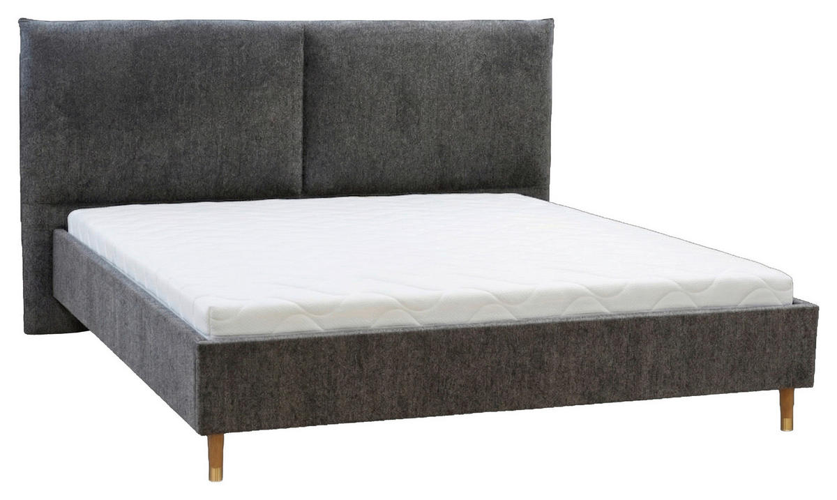 POLSTERBETT 140/200 cm,  in Dunkelgrau,  - Dunkelgrau/Eichefarben, MODERN, Holz/Textil (140/200cm) - Livetastic
