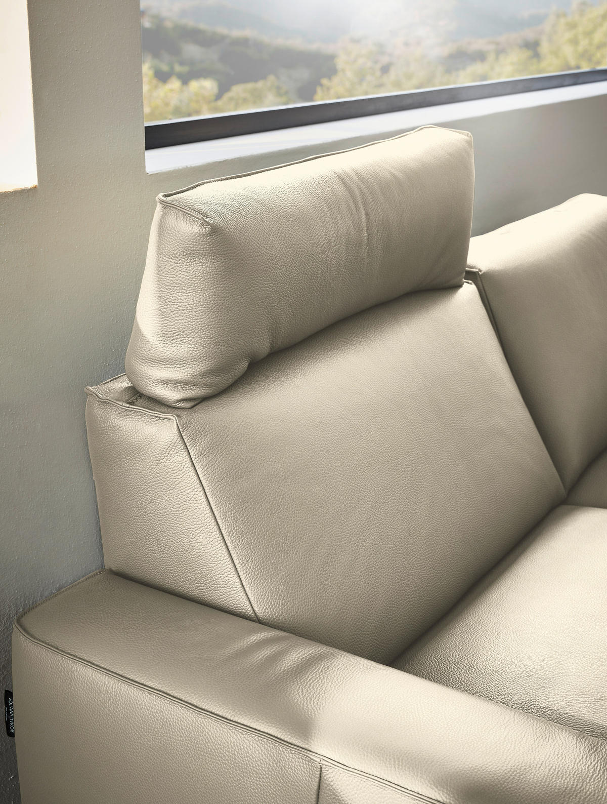 2,5-SITZER in Leder Creme  - Creme/Schwarz, Design, Leder/Metall (200/102/92cm) - Johann Jakob