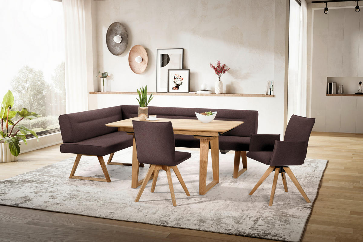 STUHL  in Lederlook, Mikrofaser  - Eichefarben/Dunkelbraun, Konventionell, Holz/Textil (60/91/61cm) - Moderano