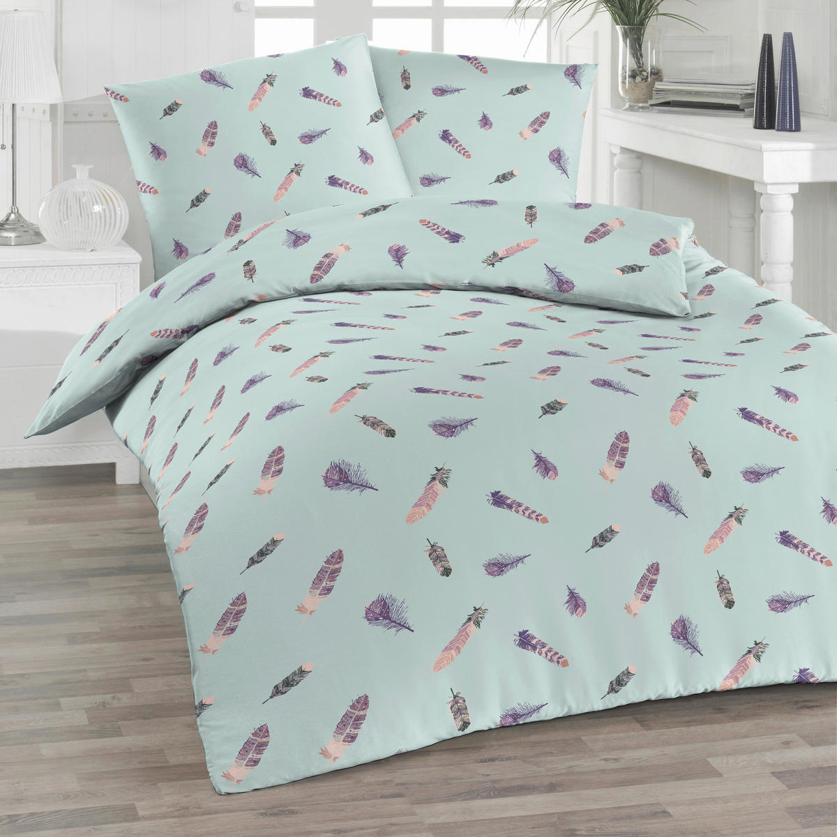 BETTWÄSCHE 2-teilig Renforcé 135/200 cm  - Türkis, Design, Textil (135/200cm) - Florella