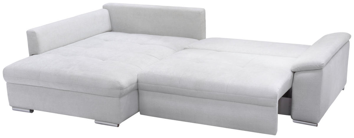 ECKSOFA in Struktur, Chenille Weiss  - Weiss/Silberfarben, Design, Textil/Metall (178/268cm) - Livetastic