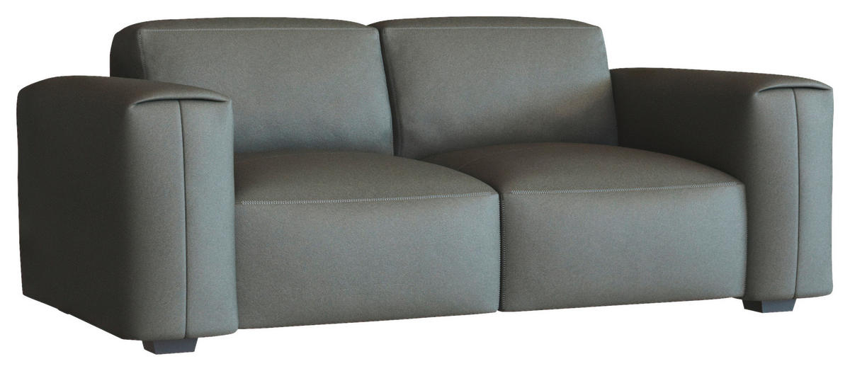 2-SITZER-SOFA Dunkelgrau Echtleder  - Dunkelgrau/Schwarz, Design, Leder/Holz (187/73/102cm) - Livetastic