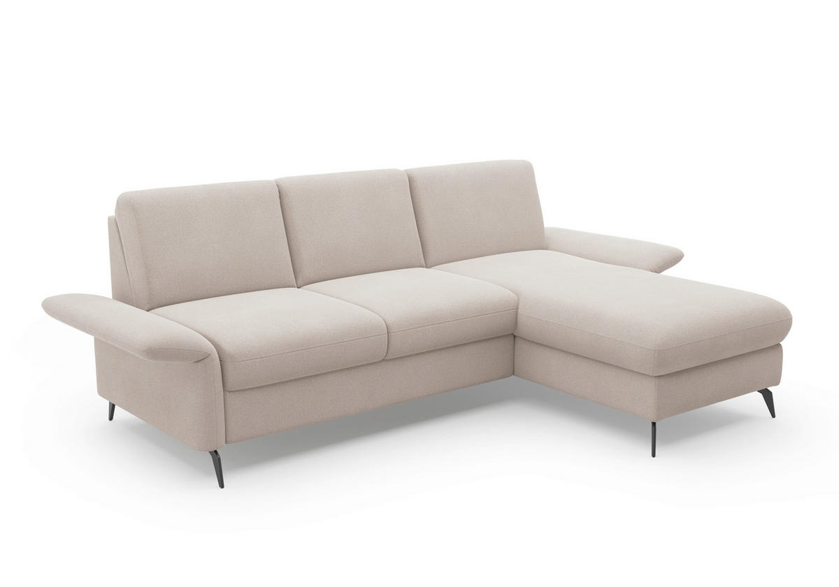 ECKSOFA in Flachgewebe Greige  251/164 cm  - Greige/Schwarz, KONVENTIONELL, Textil/Metall (251/164cm) - Sit & More