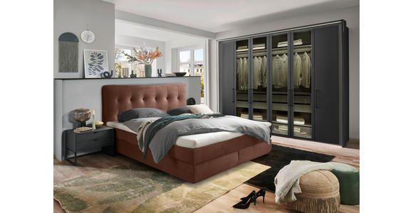BOXSPRINGBETT VENTURA 6 - Schwarz/Kupferfarben, Basics, Holzwerkstoff/Kunststoff (180/200cm) - Esposa
