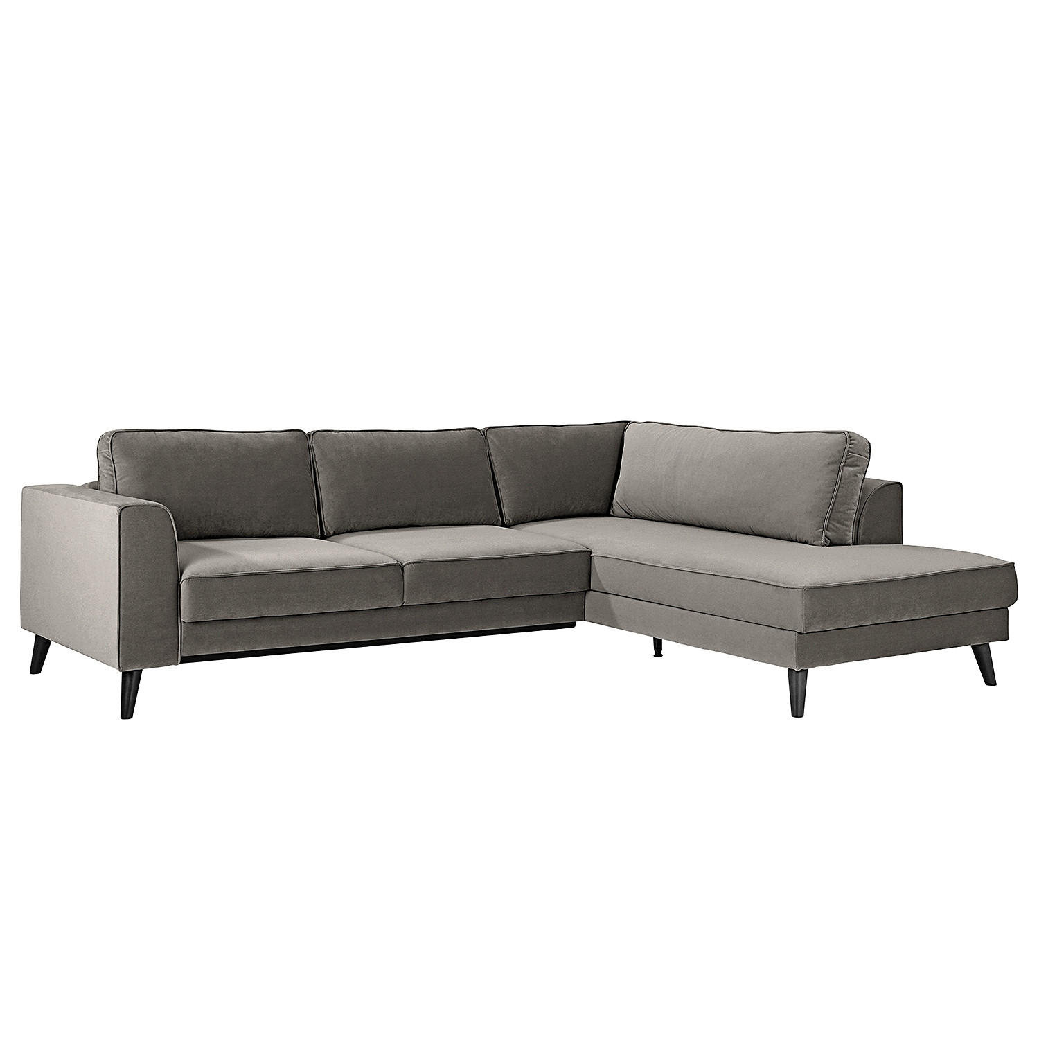 ECKSCHLAFSOFA Samt Grau  - Wengefarben/Grau, MODERN, Holz/Textil (264/85/203cm) - Trendmanufaktur