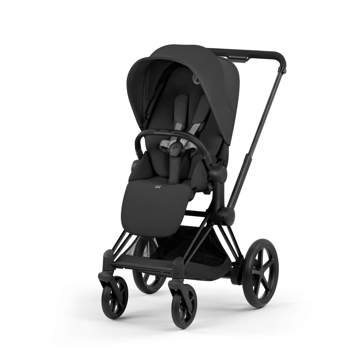 KOMBIKINDERWAGEN  ePRIAM Comfort Matt Black  Sepia Black  - Schwarz, Basics, Kunststoff/Textil (84-93,5/60/100-109cm) - cybex PLATINUM