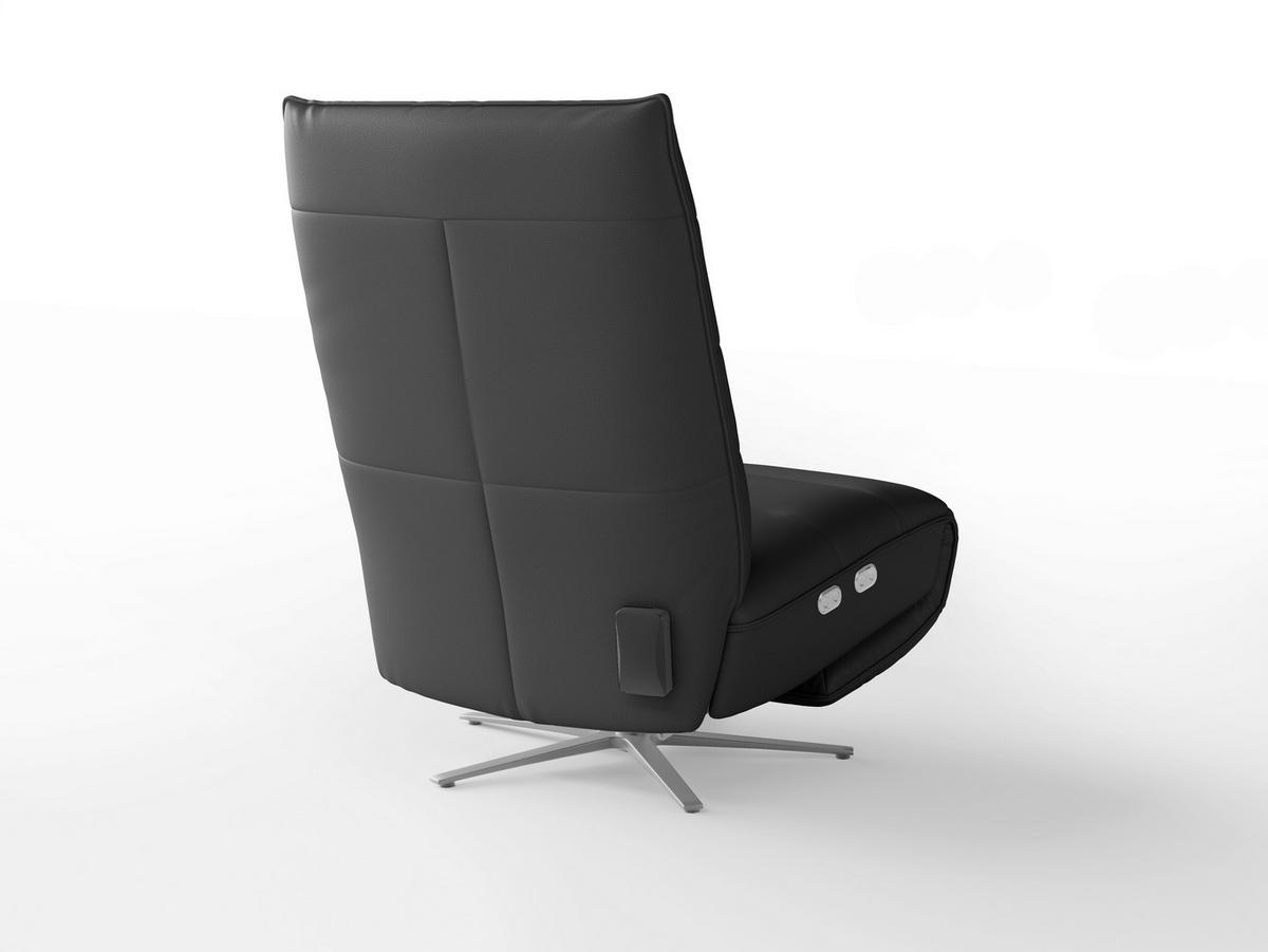 RELAXSESSEL Leder Schwarz  - Silberfarben/Schwarz, Basics, Leder/Metall (80/109/98cm) - Sit & More