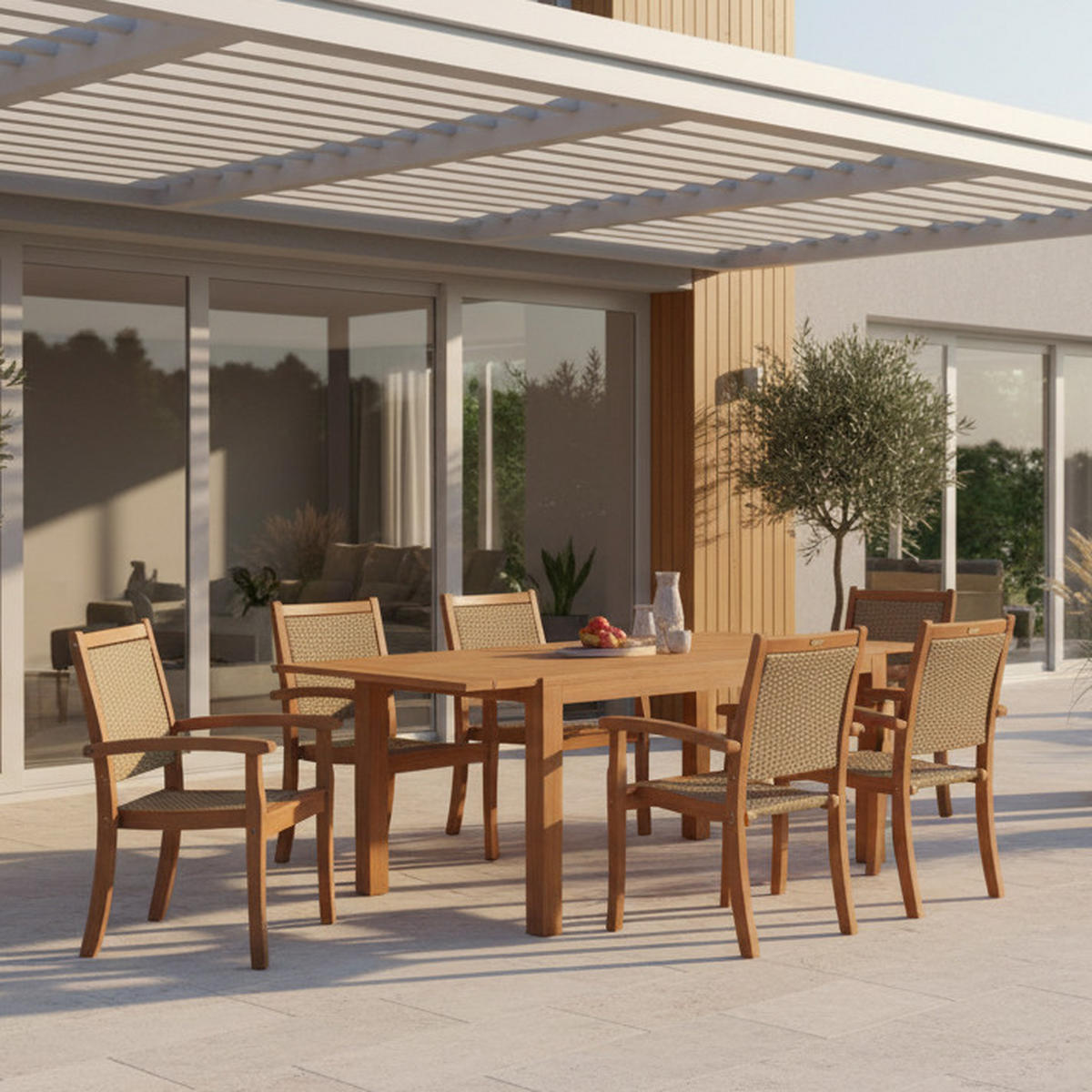 GARTENSET 7-teilig  - Naturfarben, MODERN, Holz/Kunststoff - Gardenson