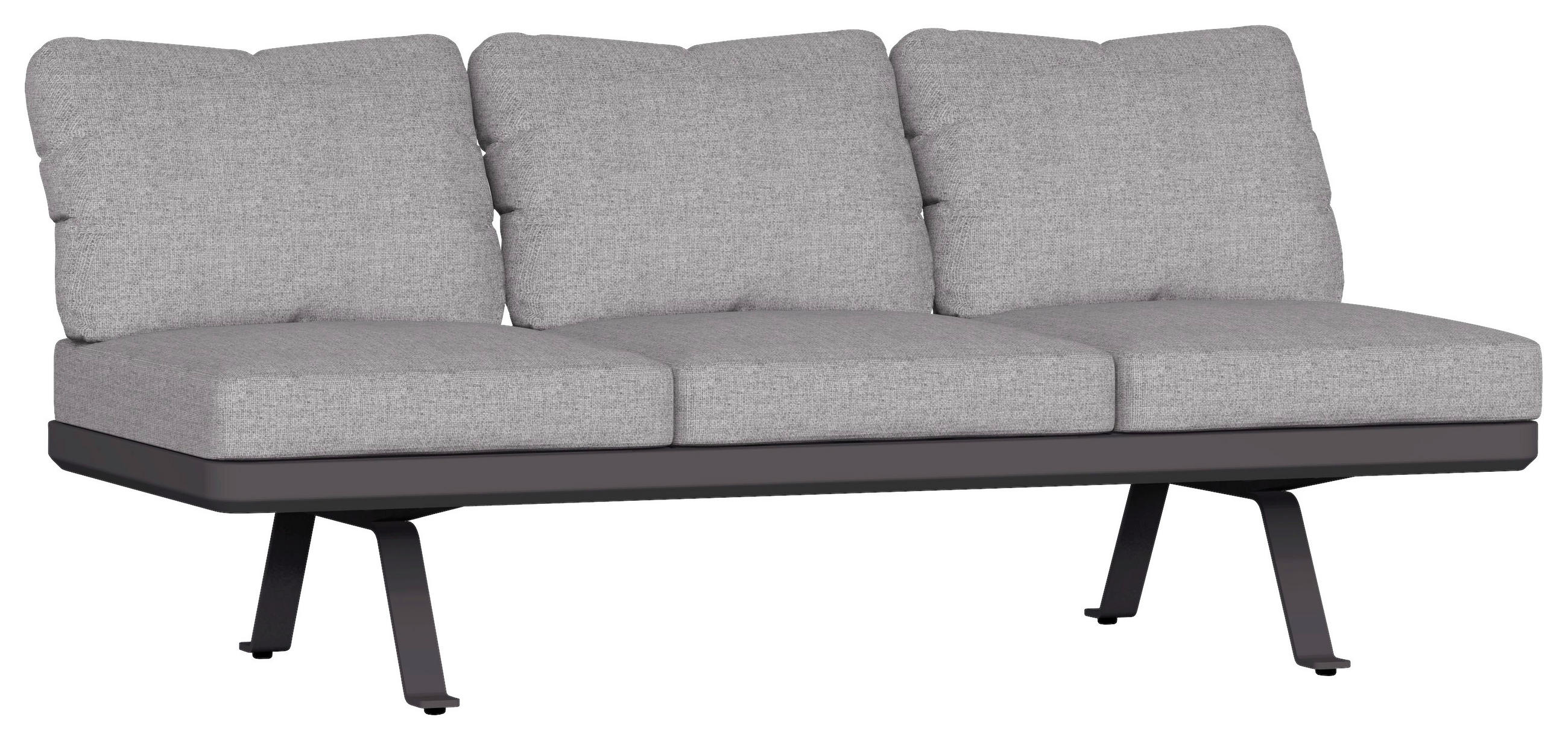 LOUNGESOFA 207/78/70 cm Aluminium, Edelstahl  - Anthrazit/Graphitfarben, Design, Textil/Metall (207/78/70cm) - Zebra 