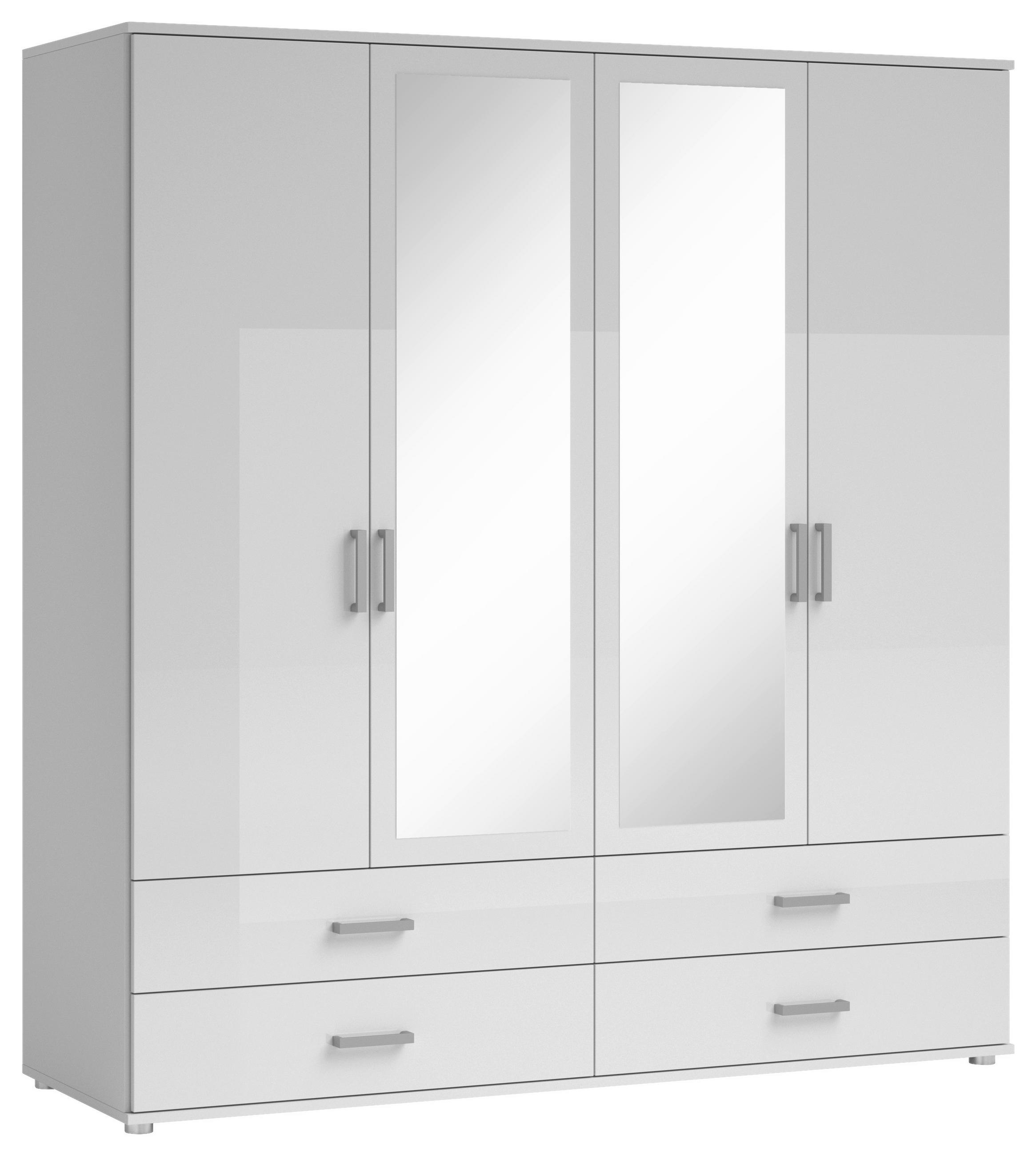 KLEIDERSCHRANK  in Weiß  - Alufarben/Weiß, KONVENTIONELL, Glas/Holzwerkstoff (180/190/51cm) - Carryhome