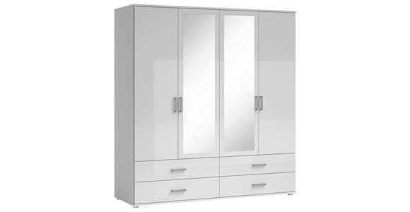 KLEIDERSCHRANK  in Weiß  - Alufarben/Weiß, KONVENTIONELL, Glas/Holzwerkstoff (180/190/51cm) - Carryhome