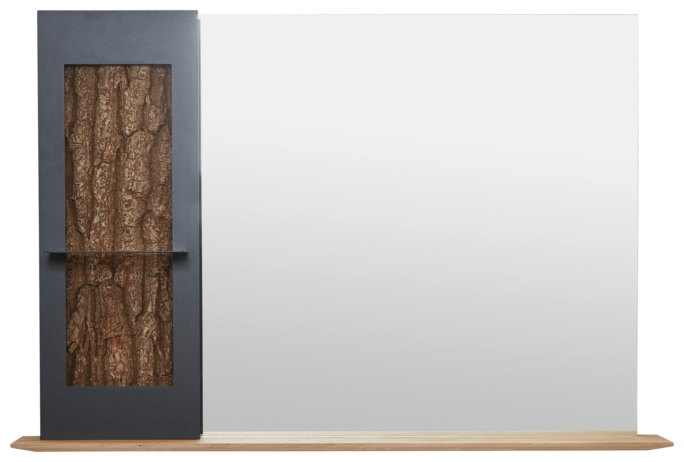 WANDSPIEGEL Kerneiche Anthrazit, Eichefarben - Eichefarben/Anthrazit, Natur, Glas/Holz (117,5/79/22cm) - Valnatura