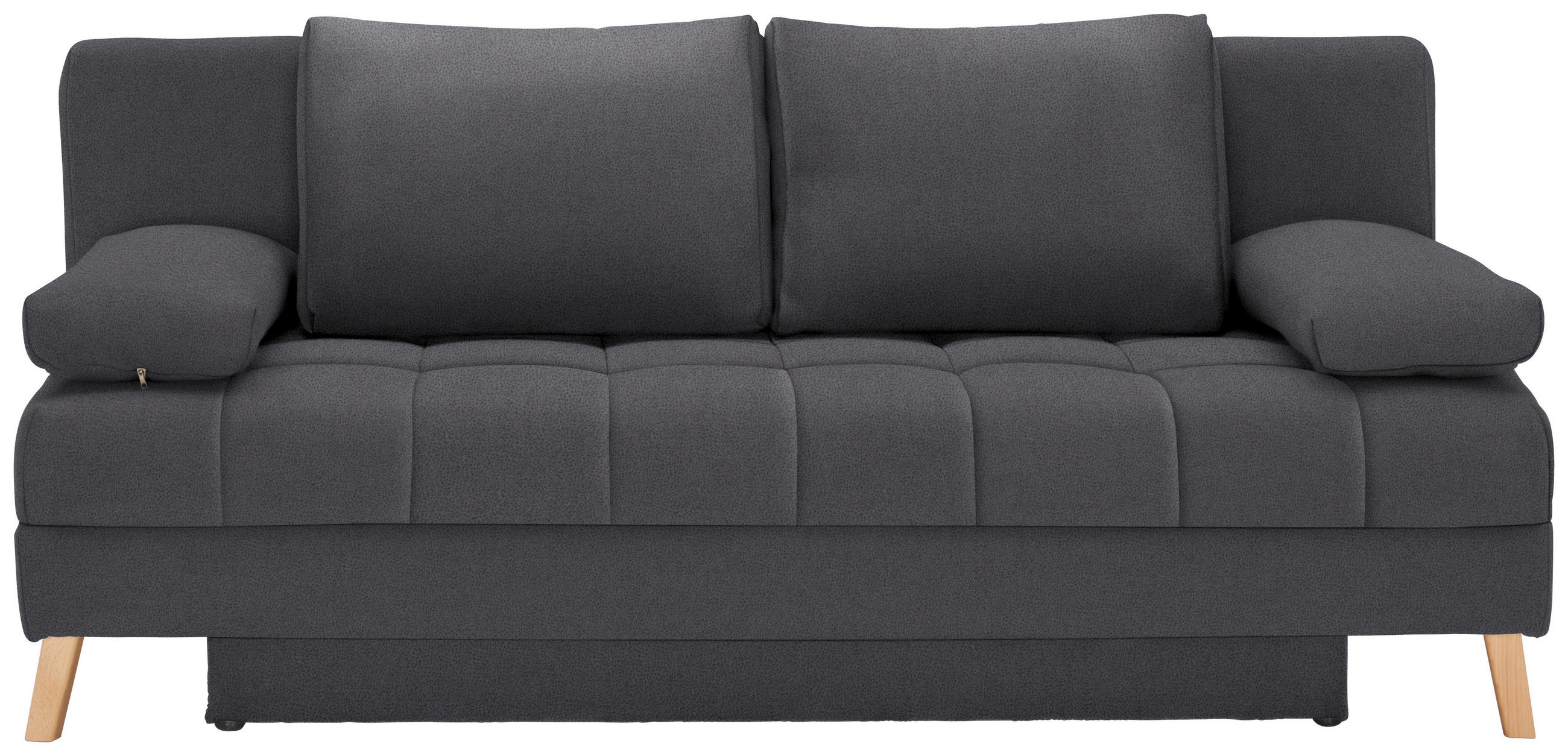 SCHLAFSOFA Flachgewebe Dunkelgrau  - Dunkelgrau/Naturfarben, KONVENTIONELL, Holz/Textil (195/90/90cm) - Cantus