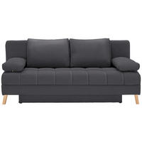 SCHLAFSOFA  mit Schlafen auf Sitzhöhe Flachgewebe Dunkelgrau  - Dunkelgrau/Naturfarben, KONVENTIONELL, Holz/Textil (195/90/90cm) - Cantus