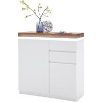 SCHUHSCHRANK Eiche massiv Weiß, Eichefarben  - Eichefarben/Weiß, Design, Holz/Holzwerkstoff (91/97/38cm)