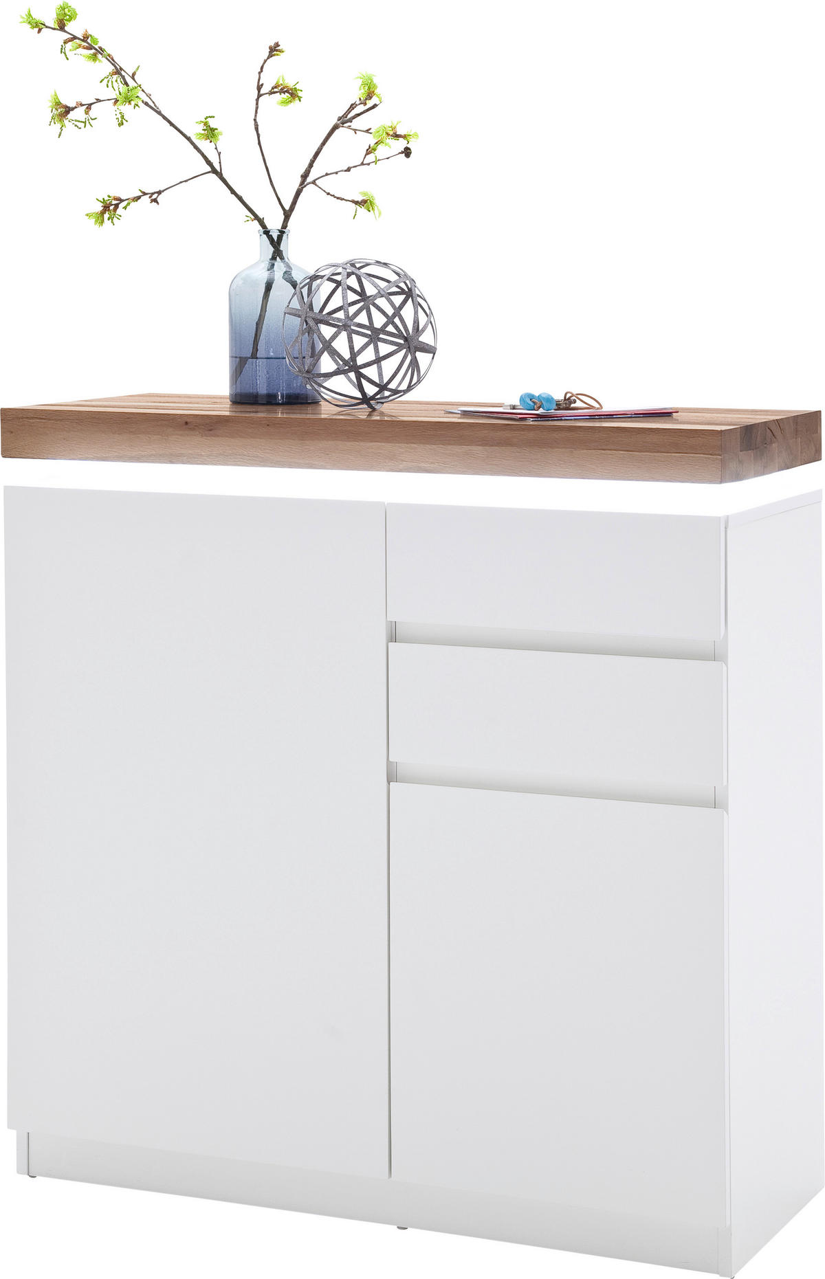 SCHUHSCHRANK Eiche massiv Weiß, Eichefarben  - Eichefarben/Weiß, Design, Holz/Holzwerkstoff (91/97/38cm)