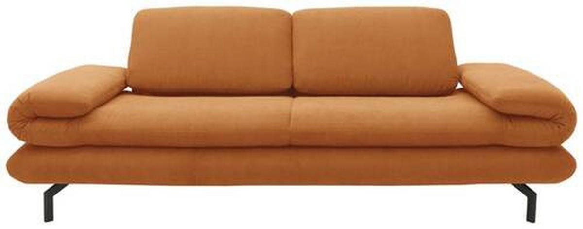 2,5-SITZER mit Funktionen Webstoff Honig  - Schwarz/Honig, Design, Textil/Metall (224 (284)/83 (110)/98cm) - LOOKS by W.Joop