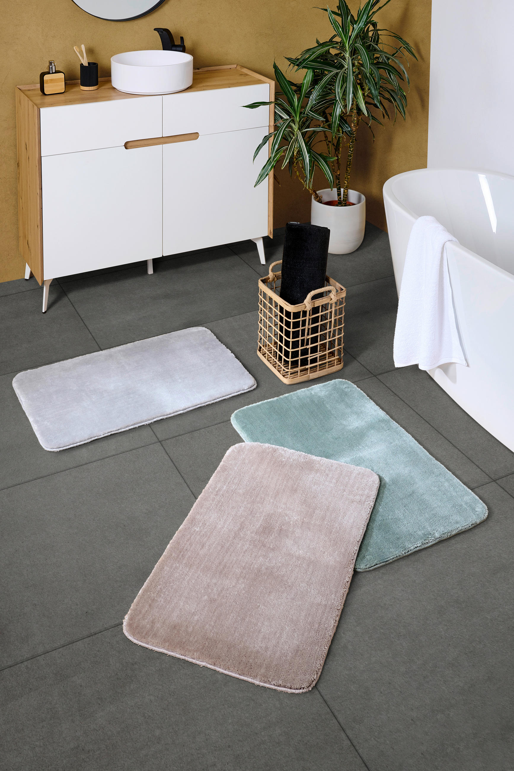 BADEMATTE Hellgrau 50/80 cm  - Hellgrau, Basics, Textil (50/80cm) - Boxxx